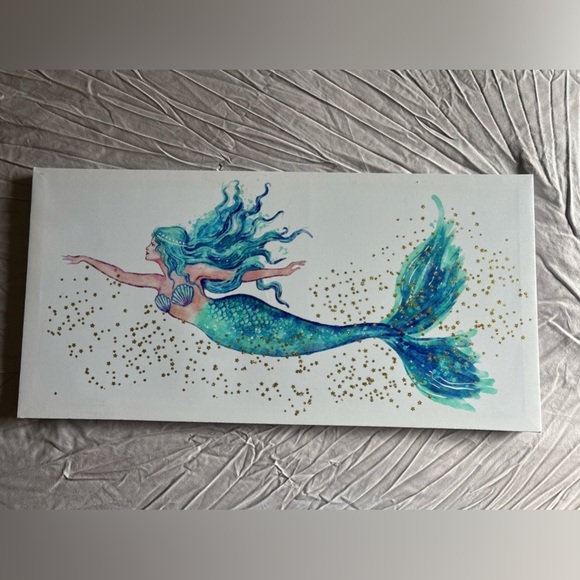 Other - Mermaid Canvas Art with Glitter Accents